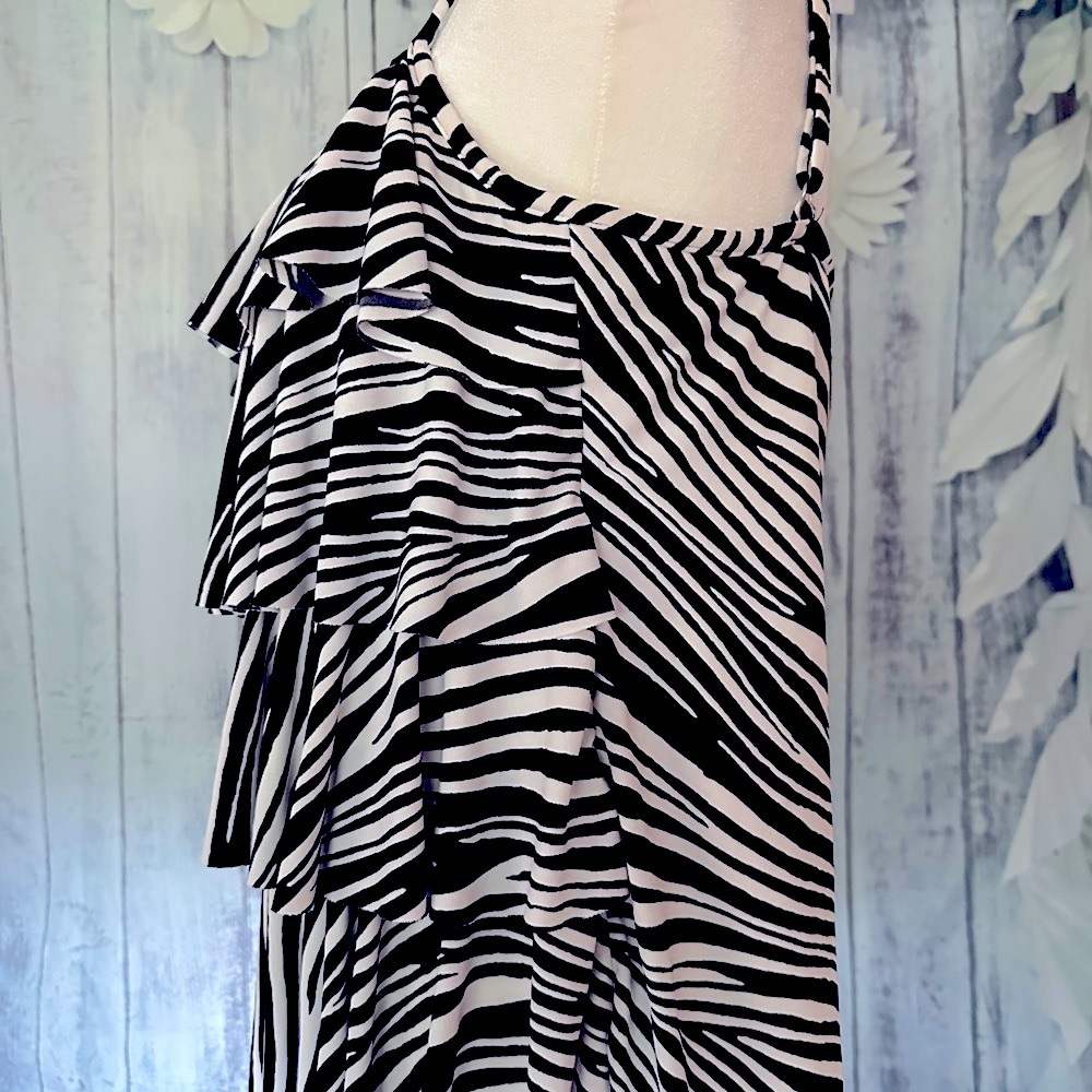 Zebra Print Ruffle Swim Top - Picture 5 of 5